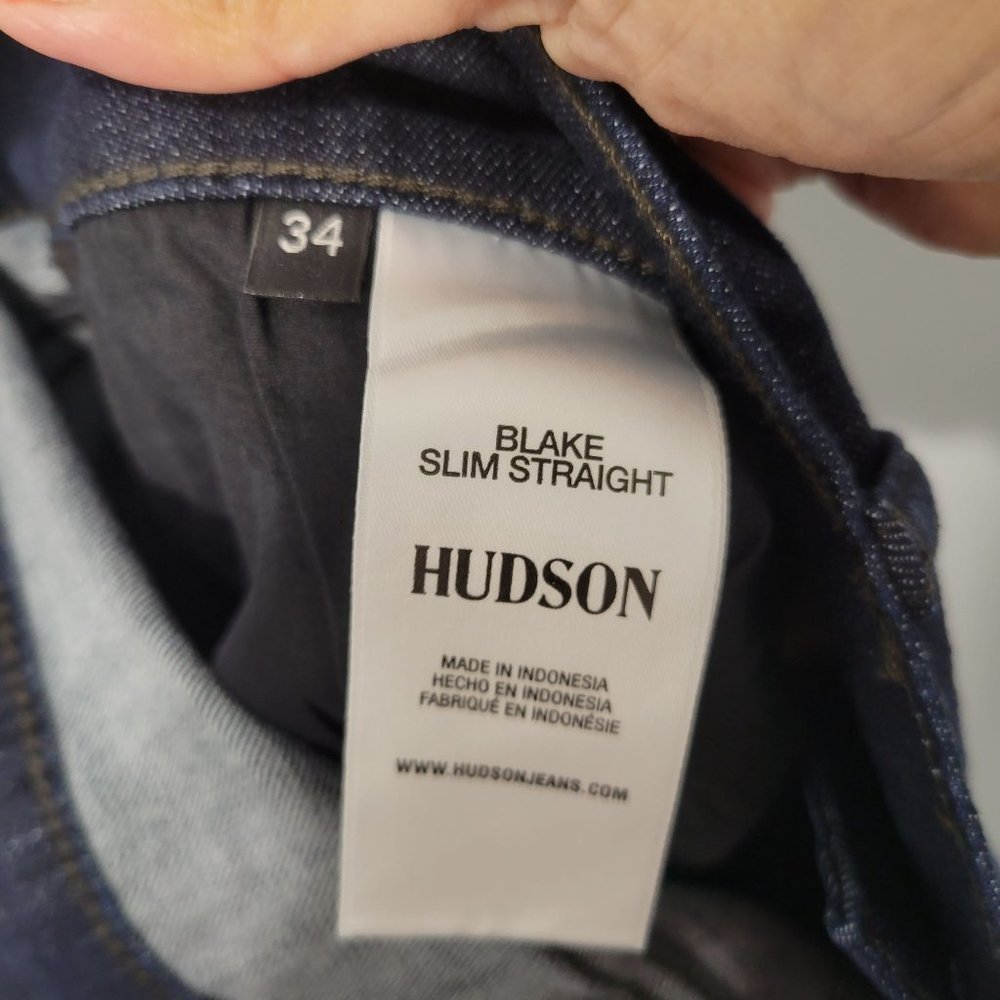 Hudson Men's Jeans Blake Slim Straight Size 34 Color Dark Blue - Picture 8 of 9